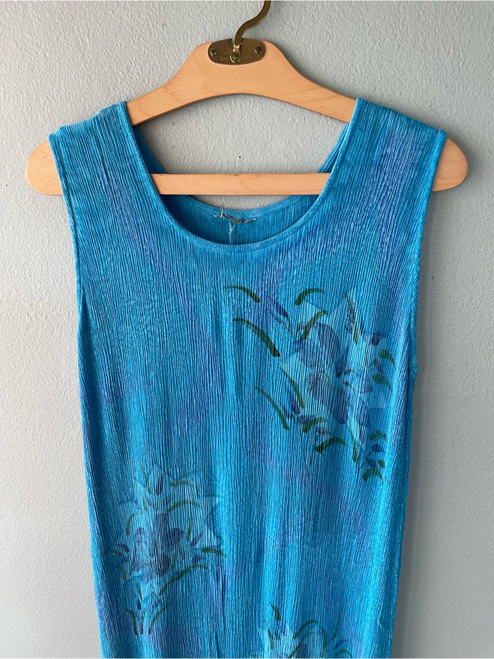 Unbranded | Vintage 90s Y2k Turquoise Tropical Maxi Dress - Picture 3 of 6